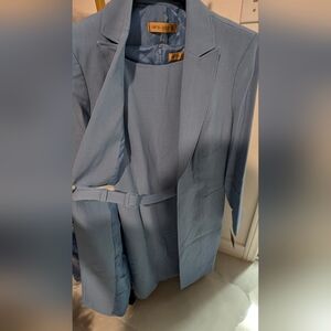 Light blue 2 PC suit dress with belt